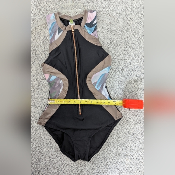 NWOT Next Womens (Medium) Front Zip Black & Metallic Racerback Bathing/Swim Suit - Picture 11 of 16